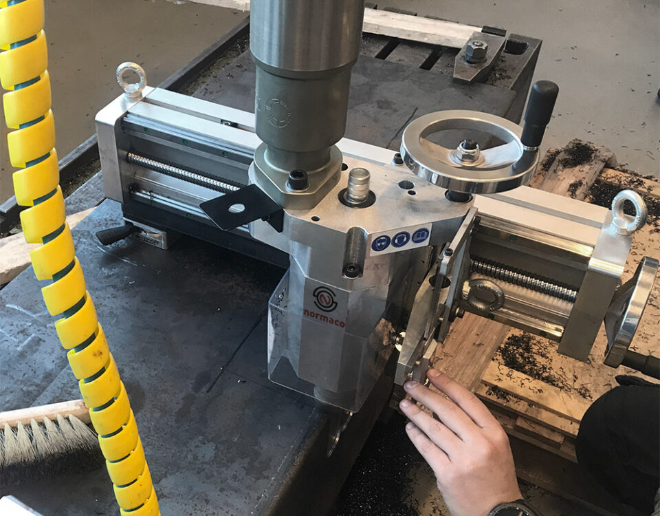 Normaco 2-Axis Portable milling machine in testing