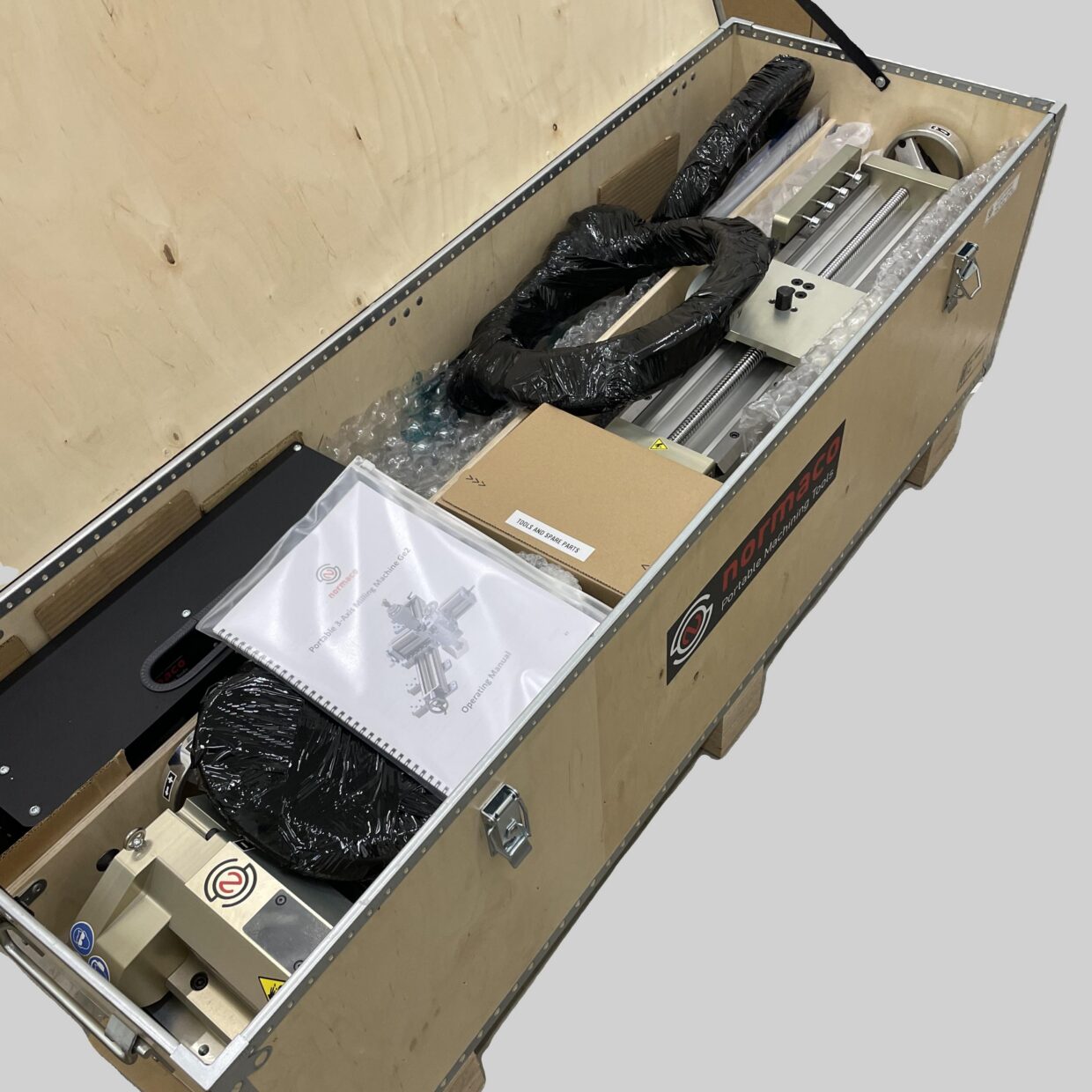 portable milling machine in a crate